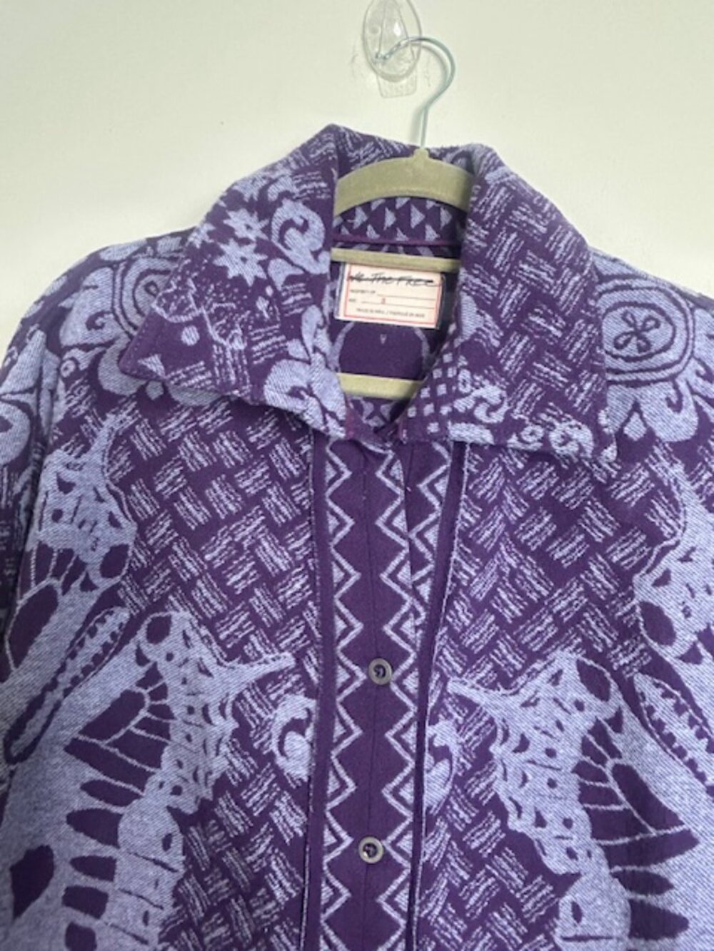 We The Free Free People Butterfly Jacquard Shirt Jacket Purple Blue Combo NEW - Picture 3 of 16